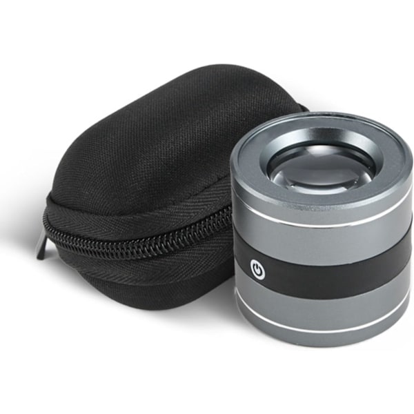 USB Genopladelig Cylindrisk Lup, 10x Forstørrelse, Optisk Linse med 2 LED-lys, 2 UV-lys, Let at Bære, Ædelstene, Frimærker, Møntidentifikation