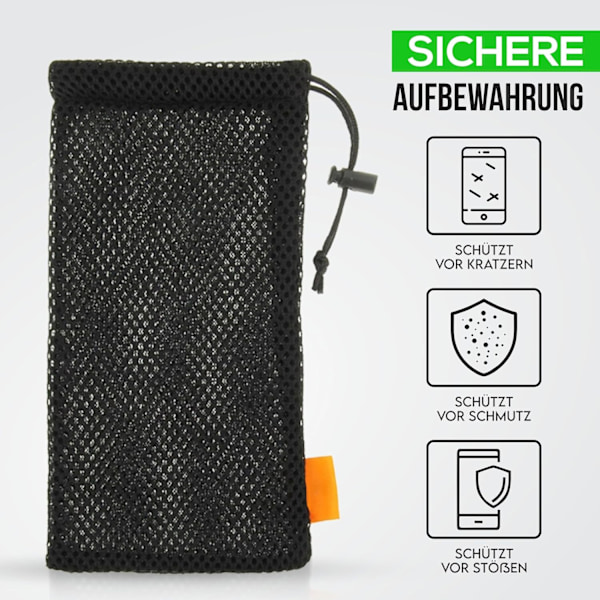 1 st - Svart Universellt Mobiltelefonfodral Nylon Mesh 18,5 x 9 cm - Fodral för Standard Smartphone upp till 6,5 tum - Mobiltelefontillbehör - Hörlursficka