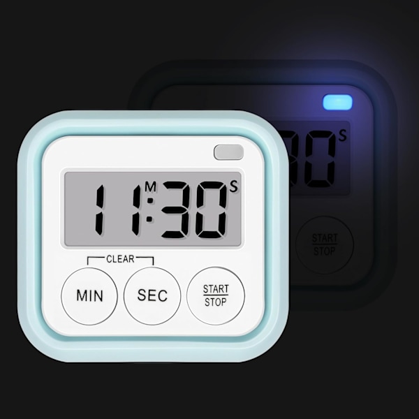 2 stk. Timer, Kjøkken Timer, Matlaging Klasserom Timer, Barn Lærer Magnetisk Digital Timer Blue