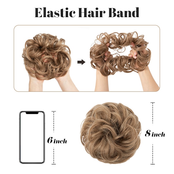 Hårband Peruk Hårband Hår Extensions Vågig Lockigt Hår Messy Bun Hår Extensions Donut Bun Brown