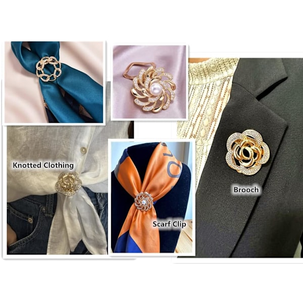 3 STK Tørklæde Clips Brocher Alt I En Elegant Perle Blomster Rhinestones Gyldne Tøj Hjørne Knude Knap Broche Tørklæder