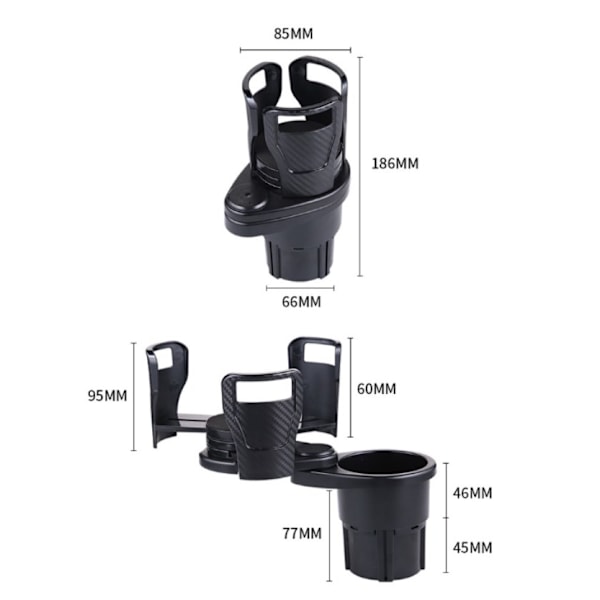 Sort Universal Bil Dobbelt Kopholder Justerbar Kop Stativ, 2 I 1 M