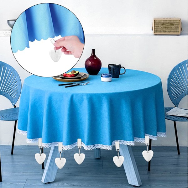 10 Stykker Tykke Marmor Dugeklemmer til Udendørs Duge til Familie Fester/Camping/Bryllup/Have (Hvid)