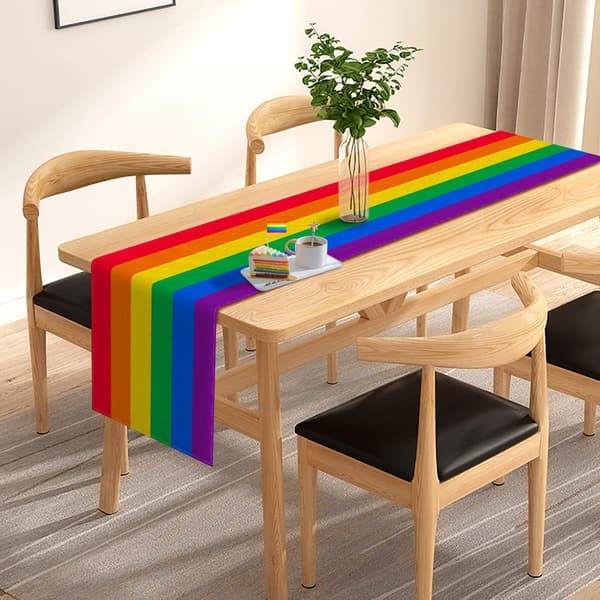 Dekorativt sommerbordløper 33 x 180CM (regnbue-striper