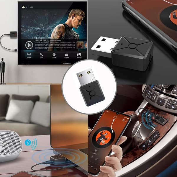 USB Bluetooth-sender og -mottaker, 2-i-1 Bluetooth 5.0-sender