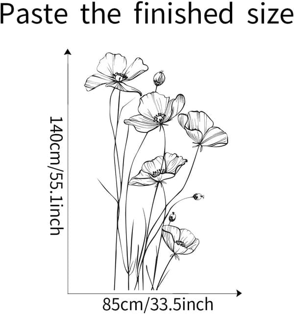 Svart Vit Blomma Väggdekaler Konstdekor för Sovrum Vardagsrum Kontor Heminredning