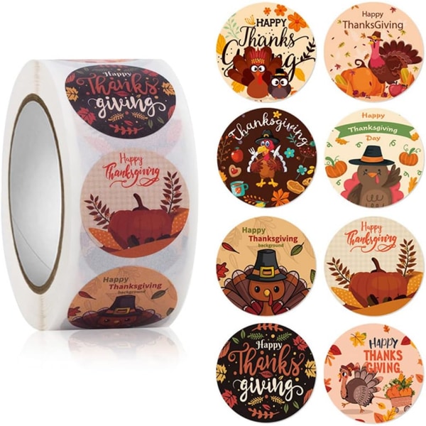 1 tomme 500 stykker 8 mønster pr. rulle Thanksgiving Day Stickers Rol