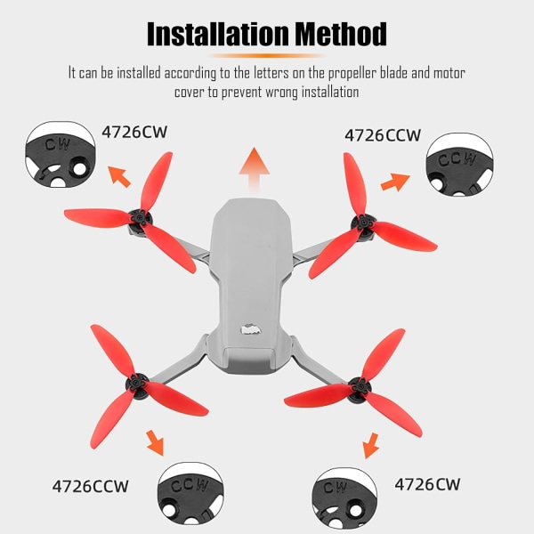 3-bladiga propellrar för DJI Mini 4K/Mini 2 SE/Mini 2/Mavic Mini/Mini SE - Ljudlösa och snabba ersättningspropellrar