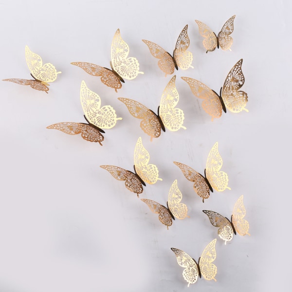 36 3D Metal Hollow Butterfly Stickers, Baby/Girl Room Decor