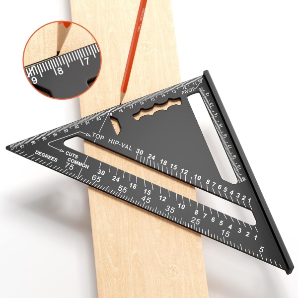 180 mm tømrerfirkant, aluminiumslineal, trekantede tømrerfirkanter fortykket til 45 90 grader
