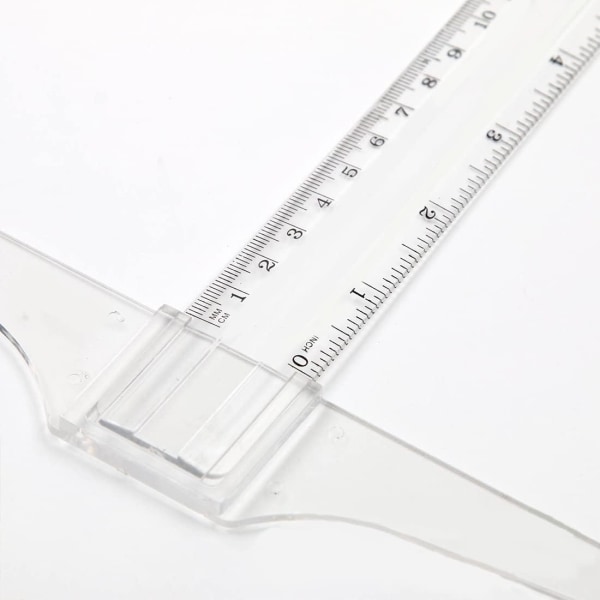 Set med 2 T-vinkel Transparent Plast T-linjal Dubbelsidig T-vinkel Linjal T-vinkel för Ritning och G