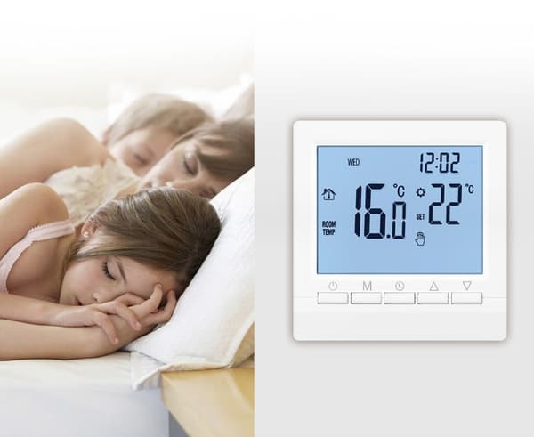 Smart väggtermostat med LCD-display för golvvärme-Blå