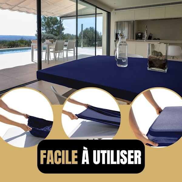 1 stk. rektangulær udendørs dug blå 182x76 cm, elastisk havedug, pletafvisende, let at rengøre, ideel til klapbord, camping, terrasse, B