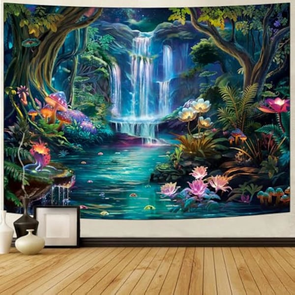 70x100cm Metsätapetti Sienet Kukka Tapetti Luonnonmaisema Vesiputous Tapetti Värikäs Kukallinen Kasvit Seinä Tapetti