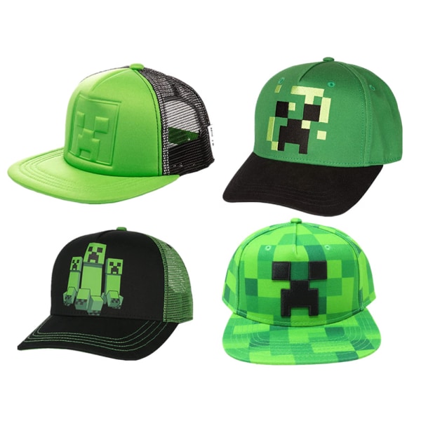 MH-Minecraft Baseball Cap til drenge, Trucker Hat med Creeper, Vid