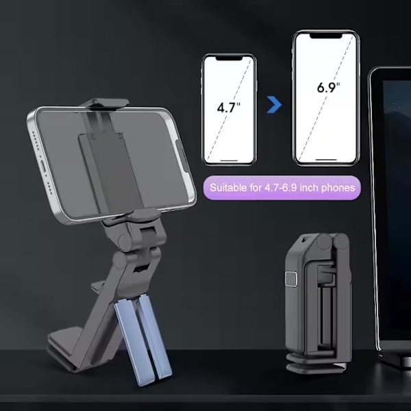 Generisk | 360° Rotationsbar Mobiltelefonhållare för Resor, Kontor, Kök (4,7 till 7 Tum), Lätt och Stabil