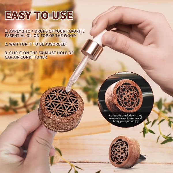 2 stk. bil eterisk oljediffuser, bil aromaterapi diffuser ventilklips mini tre bil eterisk oljediffuser bærbar Sma