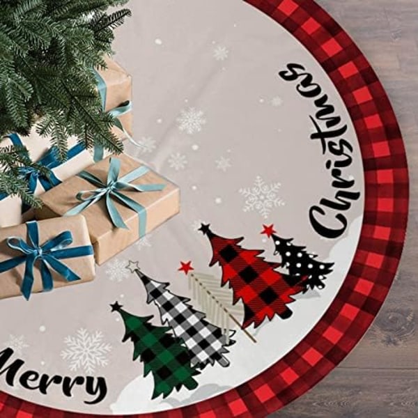 48 Tommer Rød Rustikk Julenisse Skjørt Matte med Snøfnugg Design for Glad Jul Jul Feriefest Dekorasjoner Innendørs