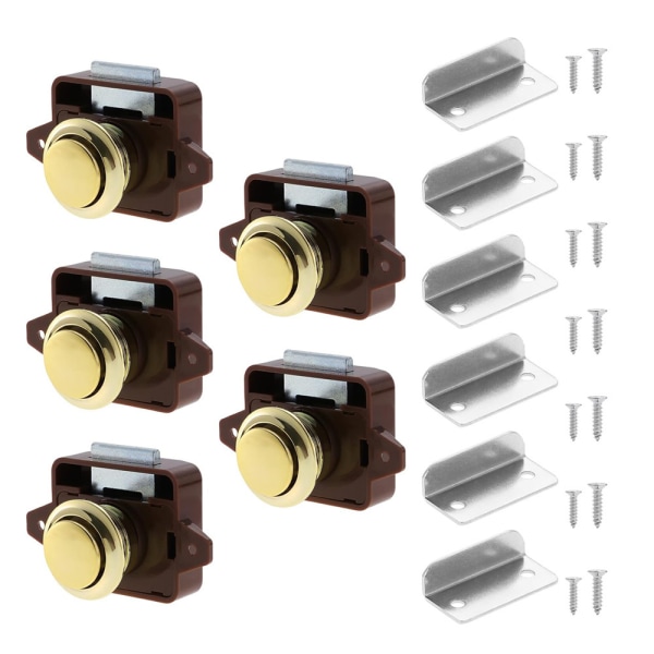 5PCS Kabinet Push Button Lås Latch Nøglefri Dørlås Bolt, Zink Legering, Nikkel Dørlåsknap, til B