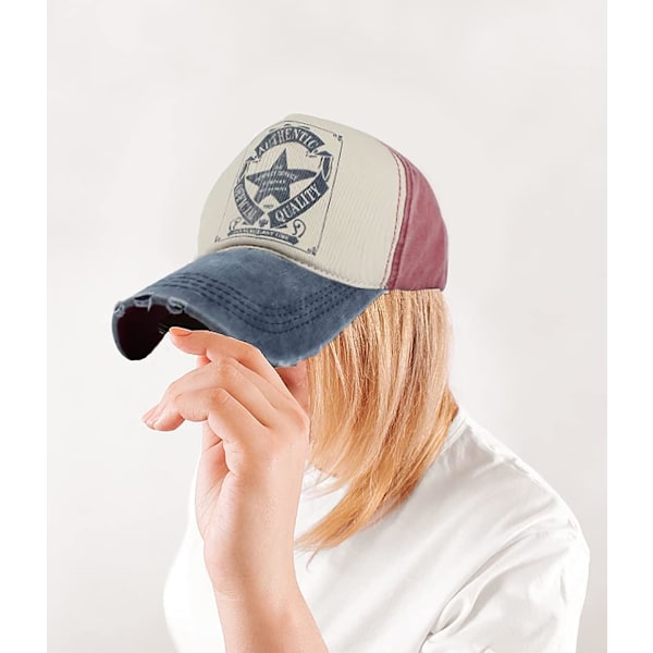 Vintage Baseball Cap Tvättat Denim Trucker Hat Fashion Pentagram S