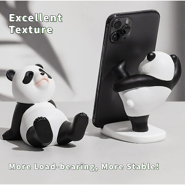 Søt Panda Smarttelefon Stativ, Kawaii Romdekorasjon Estetisk (Hvit)