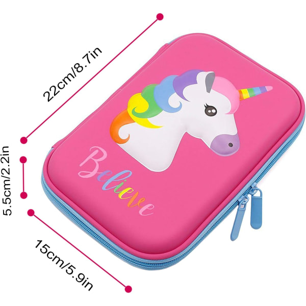 Girls Pencil Case 3D Cute EVA Unicorn Pen Pouch Stationery S