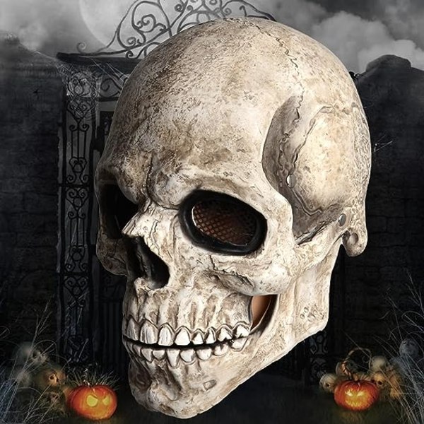 Dödskallemask, Halloween-dödskallemask, Helmask med rörlig mun, 3D-dödskallemask Halloween M