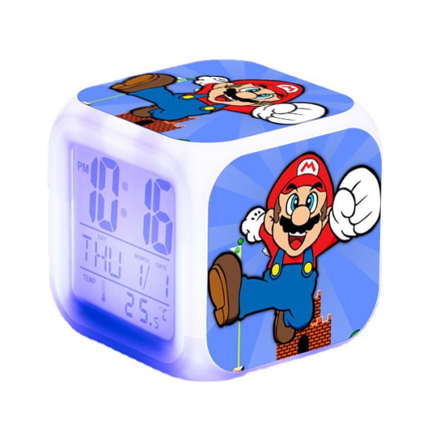 Super Mario 3 tum mini LED digital pojkar anime väckarklocka barn sovrumsdekor datum, tid, T