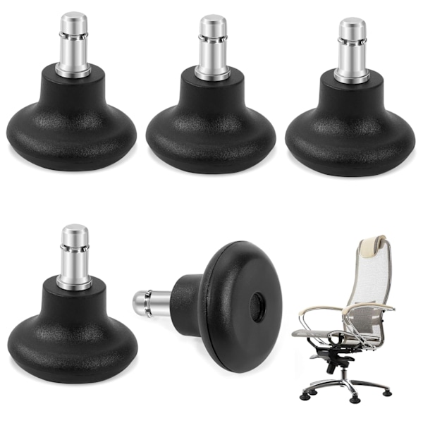 5 Stk. Kontorstol Hjulbein, Erstatningshjul for Dreiestol med Faste Hjul 11/22 mm, Stolhjul Gulvbeskyttere, Stille for Kontor Hjem (Bl