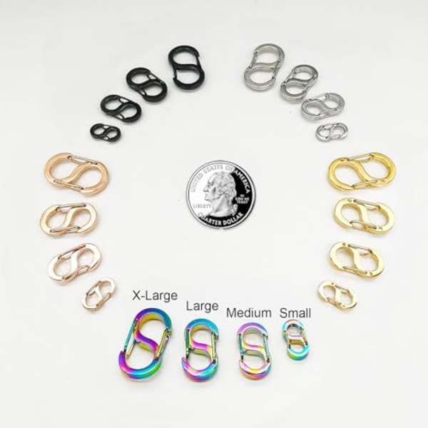 Färgglada 12mm 5 st Dubbla Öppningsbara Förkortningsklämmor Halsbandsklämma för Tunn Kedja och S Biner Karabinklämmor Lås Stängningar Sta
