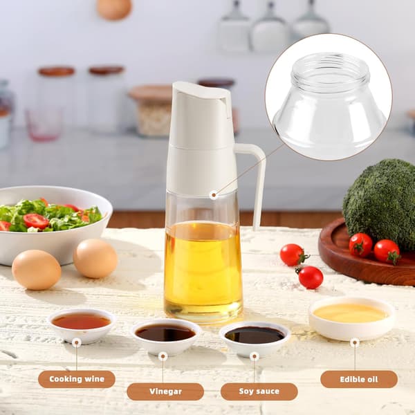 1 st Olivoljedispenser 600ml Automatisk Lock, Glasflaska med Gravitetslock