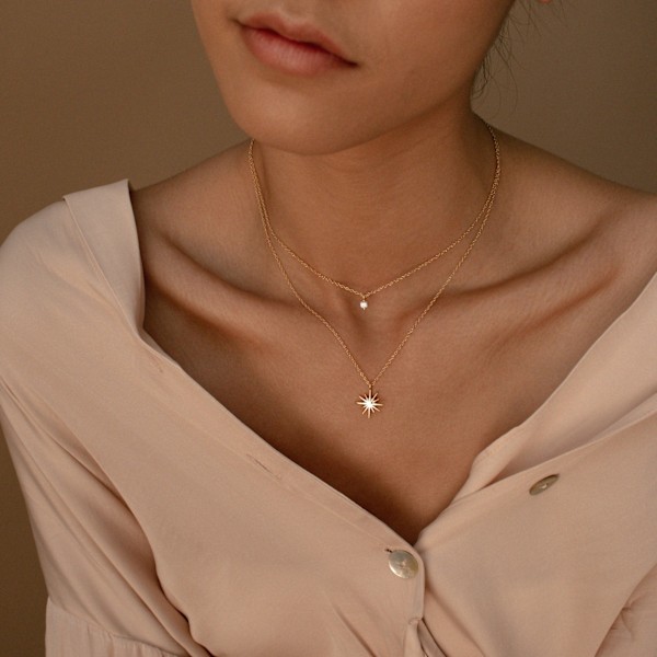 Diamanthalskæder til kvinder, Fint 14k Guld Choker Halskæde Simpel Forgyldt Smykker Halskæder til Kvinder Trendy Gave