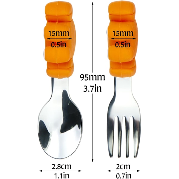 Toddler Bestiksæt, 2 Dele, Silikone og Rustfrit Stål, BPA-fri, Let at Holde, Babygave