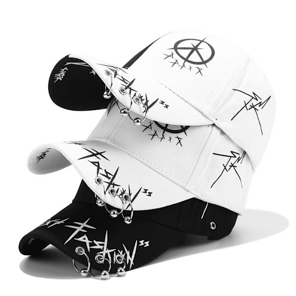 (A)Unisex Graffiti Baseball Cap Hiphop Musta Valkoinen Hat Fashion fo