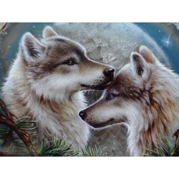 30 × 40 Wolf Kiss Diamond Painting (30 * 40, 1 stk) Diamond P