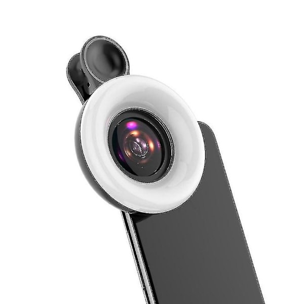 (sort) Mobiltelefonopladning 15X Makrolinse Selfie Flash Clip til rejser