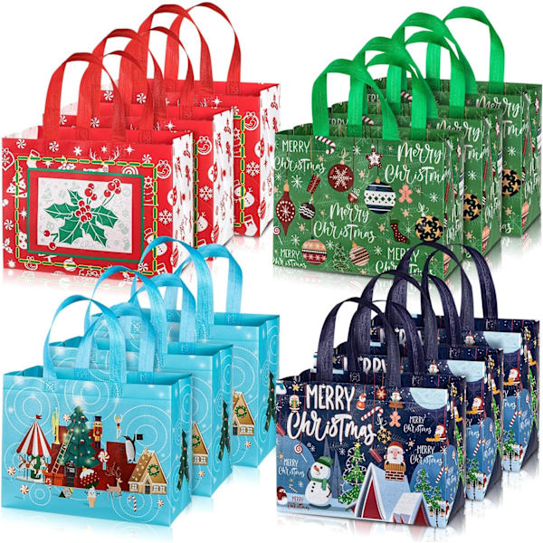 12 st Giftpåsar för Matvaror, Julshopping, 12,8 tum x 9,8 tum
