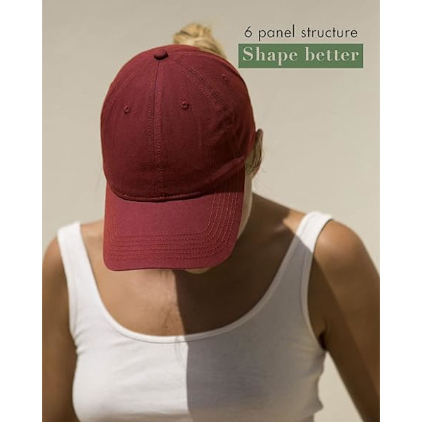 1 stk. Unisex Vintage Vasket Ustruktureret Baseball Cap Vasket Bomuld Blød Hat Justerbar Uni Burgundy