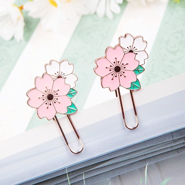 3 st Sakura Pappersklämmor, Söt Färgglad Sakura Pappersklämma