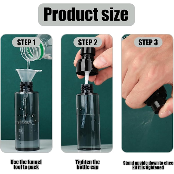 5-delade tomma 60 ml sprayflaskor, resesprayflaskor, påfyllningsbar atomizer för vatten, sminkrengöring