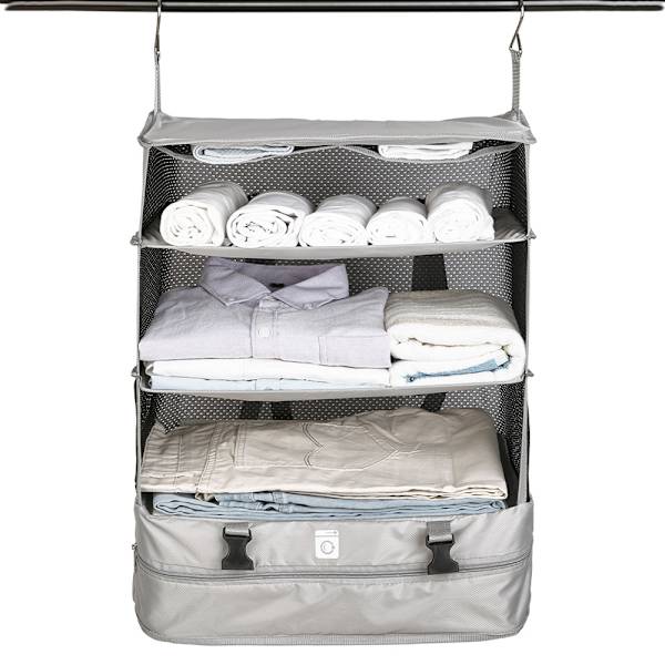 (S) Bärbar hängande hylla 3 nivåer Resväska Organizer Coll