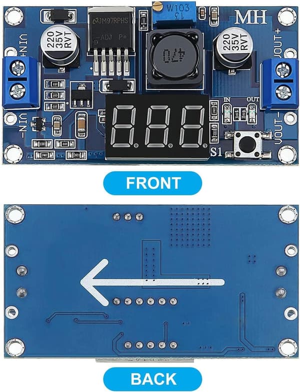 2 stk. DC-DC Buck Spændingskonverter Strømforsyningsmodul Justerbart Step-down Modul Stabil 36V 24V 12V til 5V 2A Strømforsyningsmodul med LED-display