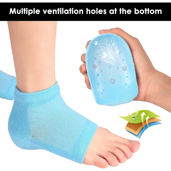 Hælhøjde Indlægssokker Usynlige Silikone Hælhøjde Sokker Hælpude Indlæg til Plantar Fasciitis Smertelindring og Gangkorrektion Sort 3.