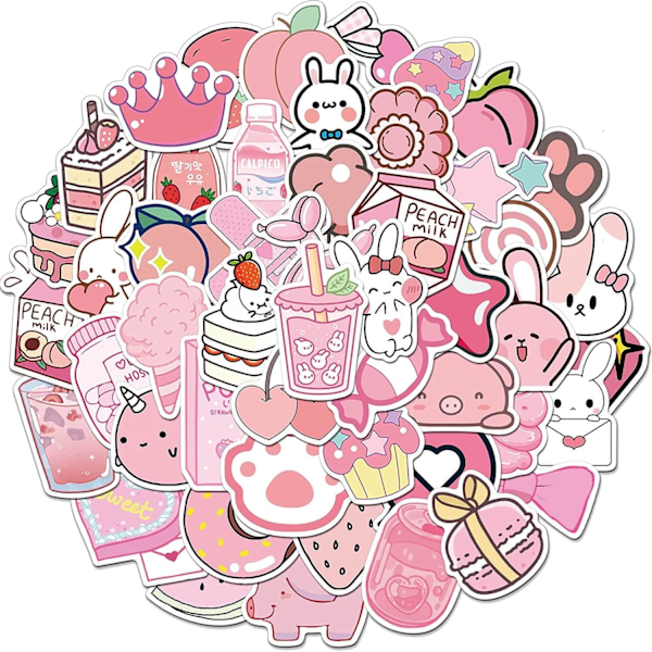 50 stk Kawaii-klistremerker Estetiske klistremerkesett (PVC-vinylfolie) Klistremerker丨Graffiti vanntette klistremerker for bærbare datamaskiner utklippsbok