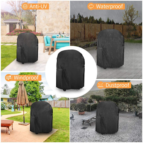 (75x70cm) - Svart Vattentät Utomhus Rund Grillöverdrag, 420D O