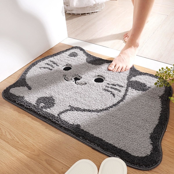 40x60cm Søt Kattformet Badematte, Ekstra Myk og Absorberende, Maskinvaskbar