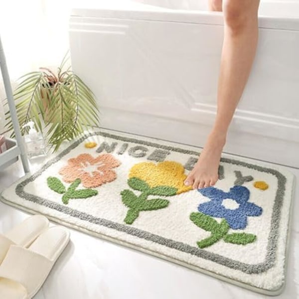 Antislip Bademåtte, Blød Mikrofiber Badeværelsesmåtte, Maskinvaskbar Absorberende Brusemåtte til Badeværelse, Køkken, Soveværelse, D