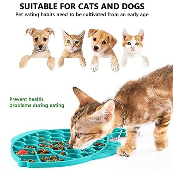 (24,5×19×2,5cm) Långsam Matskål, Anti-Glutton Katt Skål, Anti-Glutton Skål, Tillverkad av Säker Silikon, Giftfri, Anti-Choki