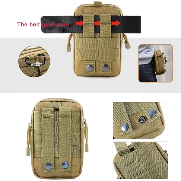 Taktisk bältesväska, bältesväska multifunktionell Molle EDC Ut