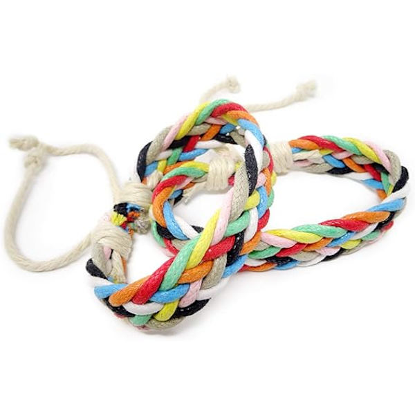 2 Handgjorda justerbara färgglada vänskapsarmband flätade armbandsträng